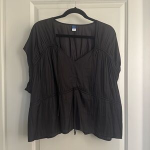 Black Faux Silk Top